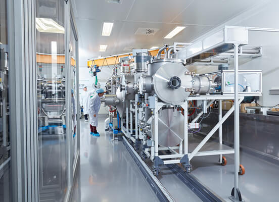 Pilot line for manufacturing photovoltaic cells on steel strip coil